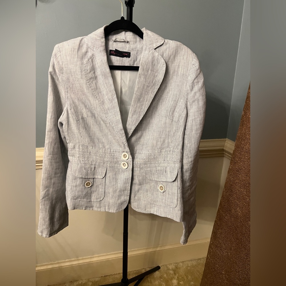 Lily Stanhope‎ Chic Light Gray Women's Blazer medium Linen